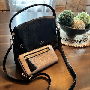 Kate Spade Vintage Pebbled Leather Convertible Handbag + Wallet Set